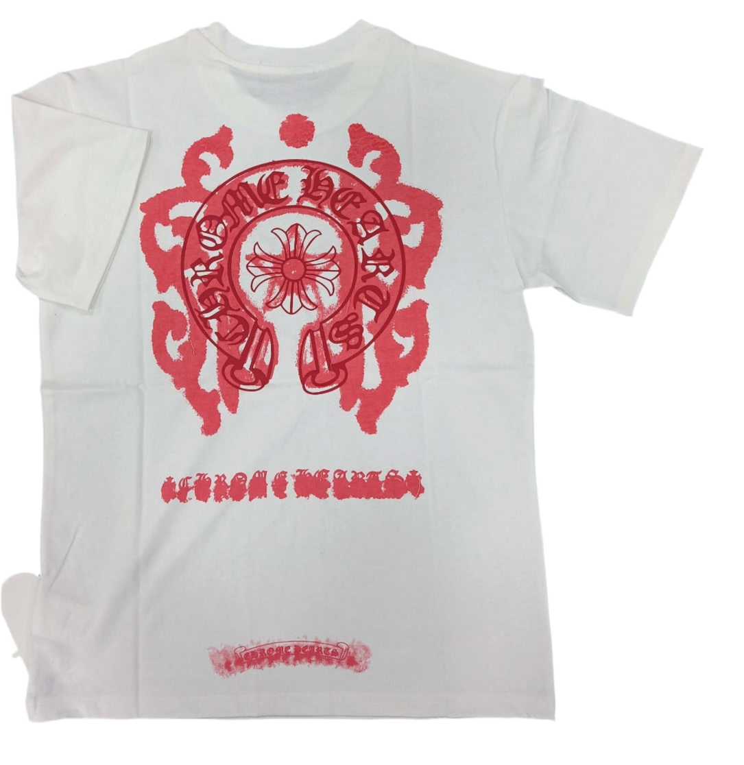 Chrome Hearts “Red Gothic Logo” T-Shirt – White