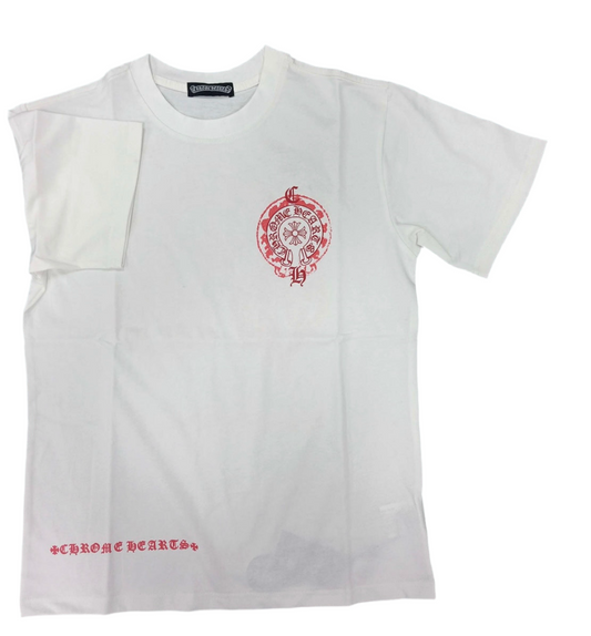 Chrome Hearts “Red Gothic Logo” T-Shirt – White