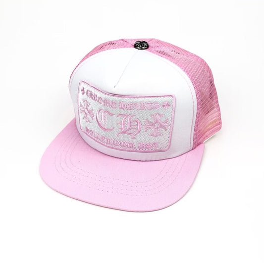 Chrome Hearts Trucker Hat – Pink & White “Hollywood USA” Edition